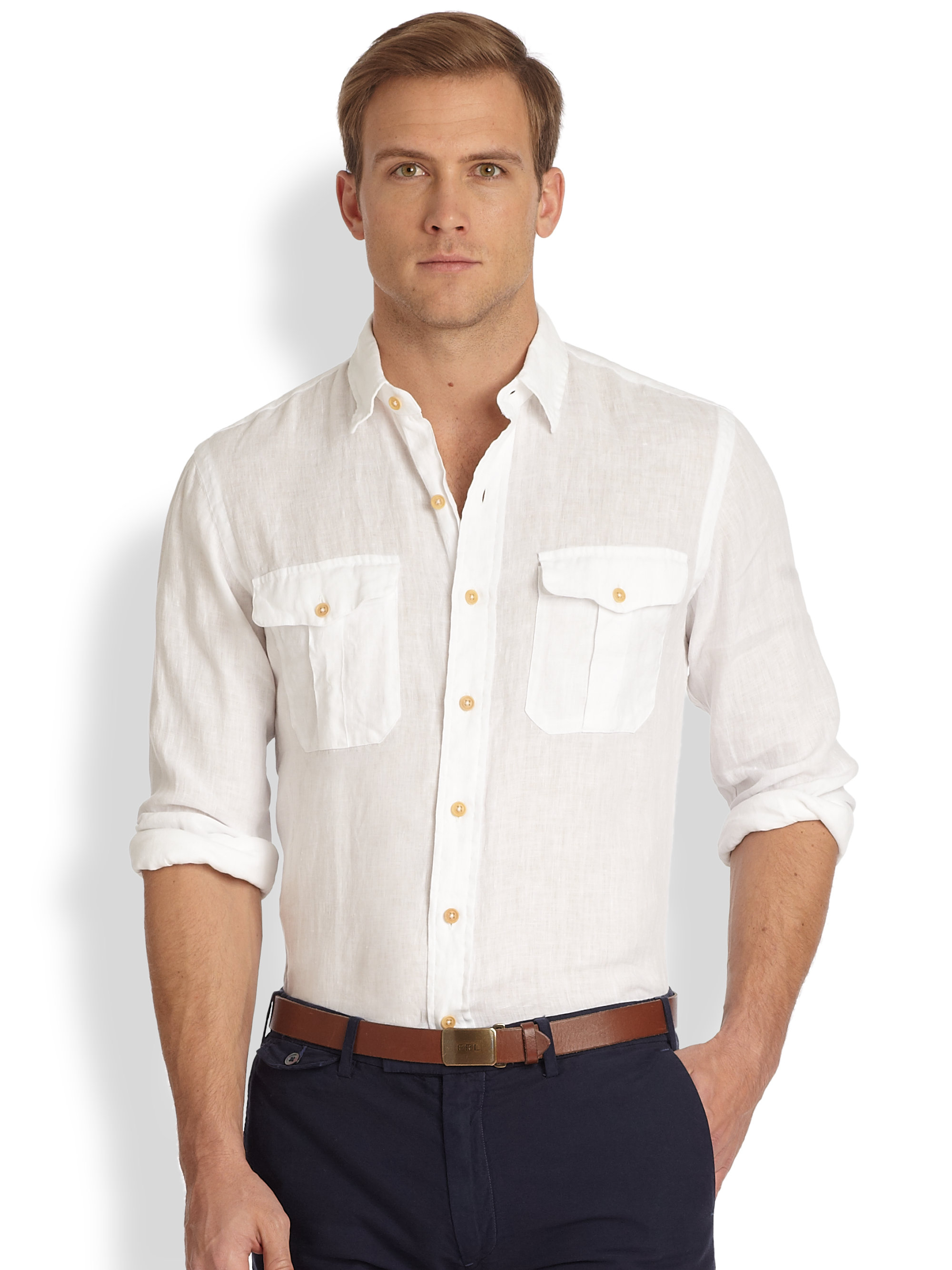 Polo Ralph Lauren Linen Military Workshirt in White for ...