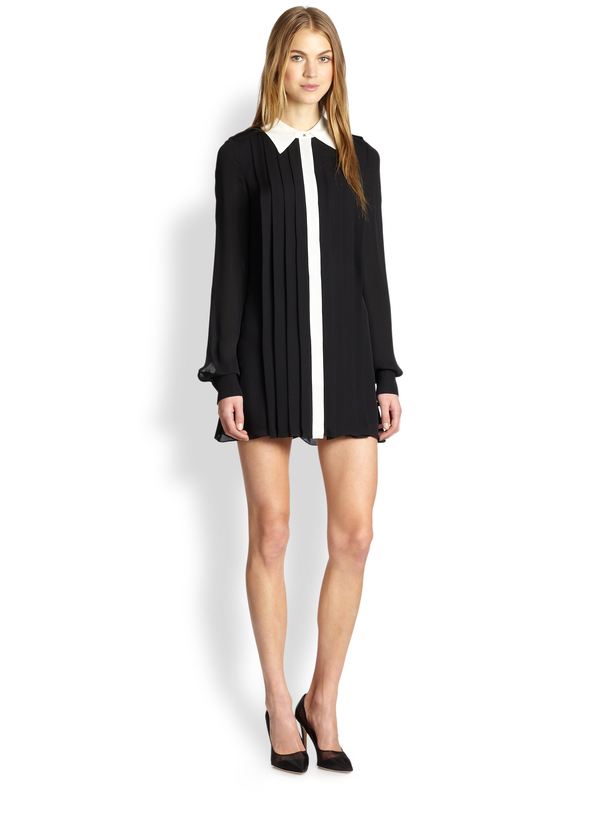 Lyst Rachel zoe Laurel Silk Chiffon Pleated  Shirt  dress  