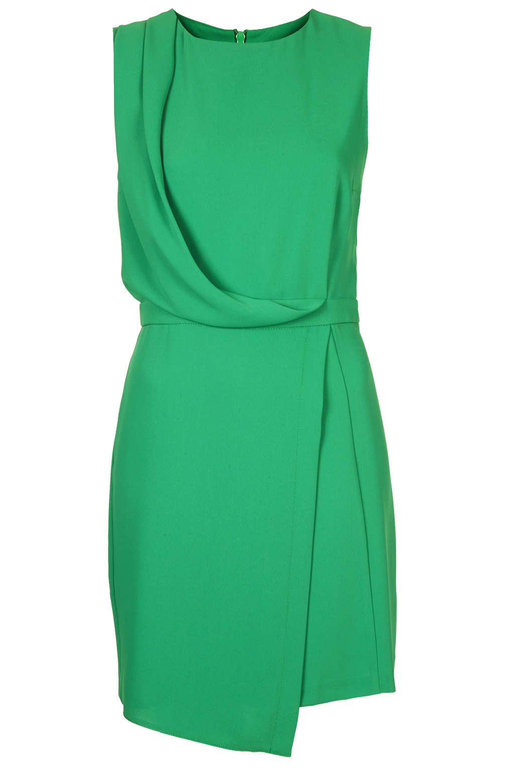 Lyst - Topshop Sleeveless Formal Drape Dress in Green