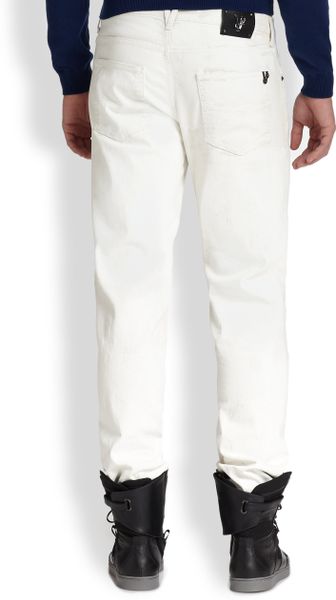 Versace Jeans Logo Straightleg Jeans in White for Men | Lyst