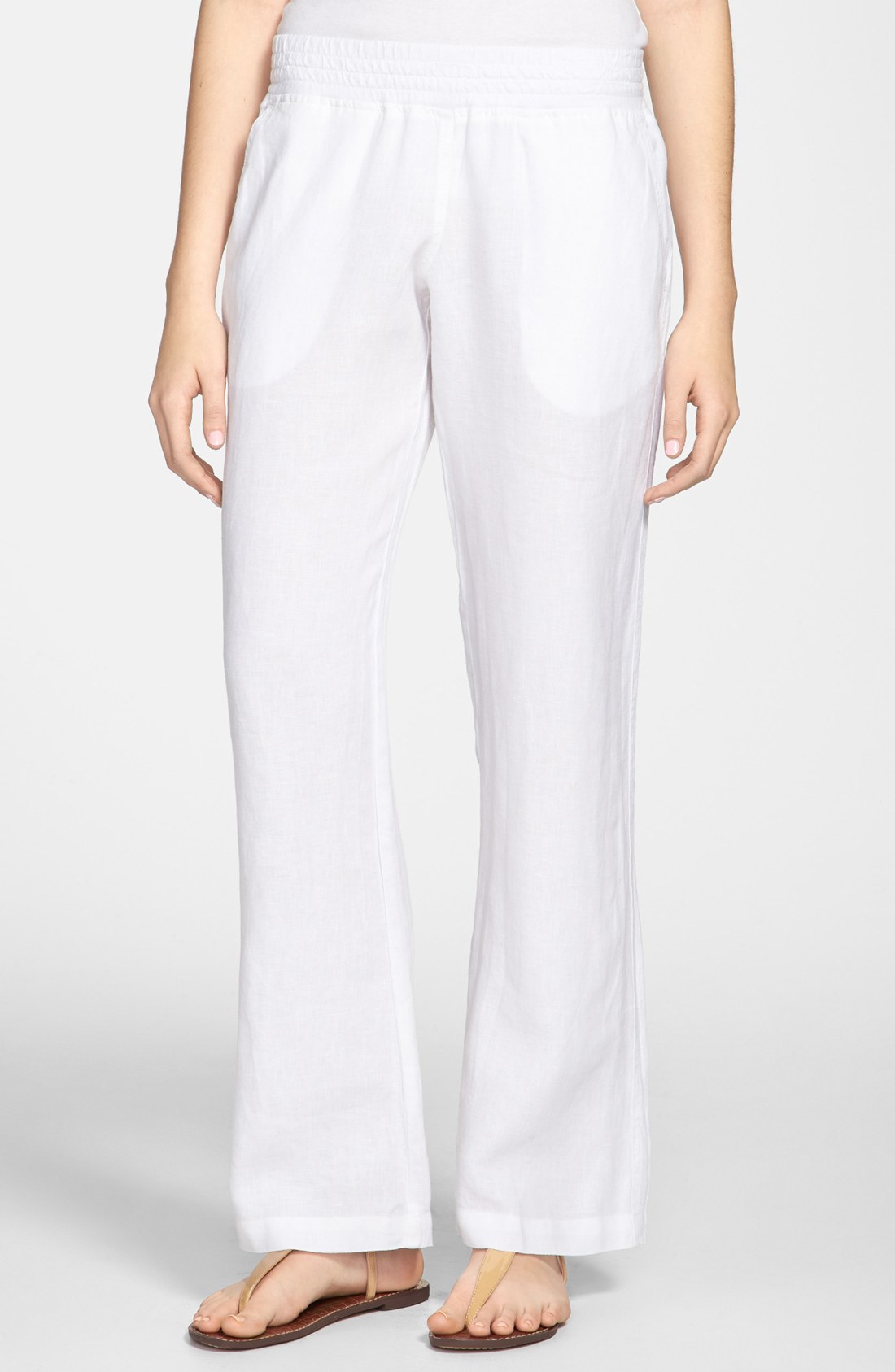Allen Allen Linen Pants in White | Lyst