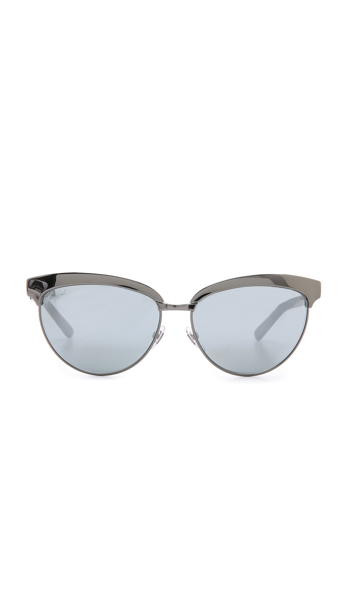 Lyst Gucci Mirrored Cat Eye Sunglasses Dark Rutheniumblack Mirror In Metallic 