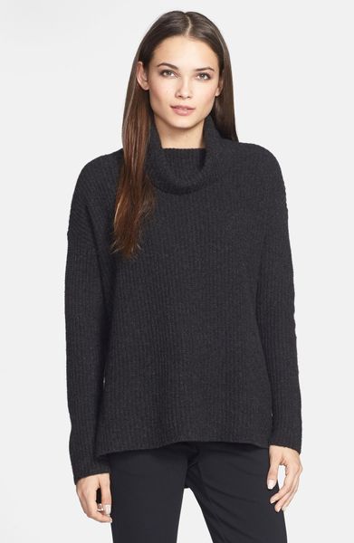 Eileen Fisher Merino Yak Wool Turtleneck Sweater in Gray (Charcoal) | Lyst