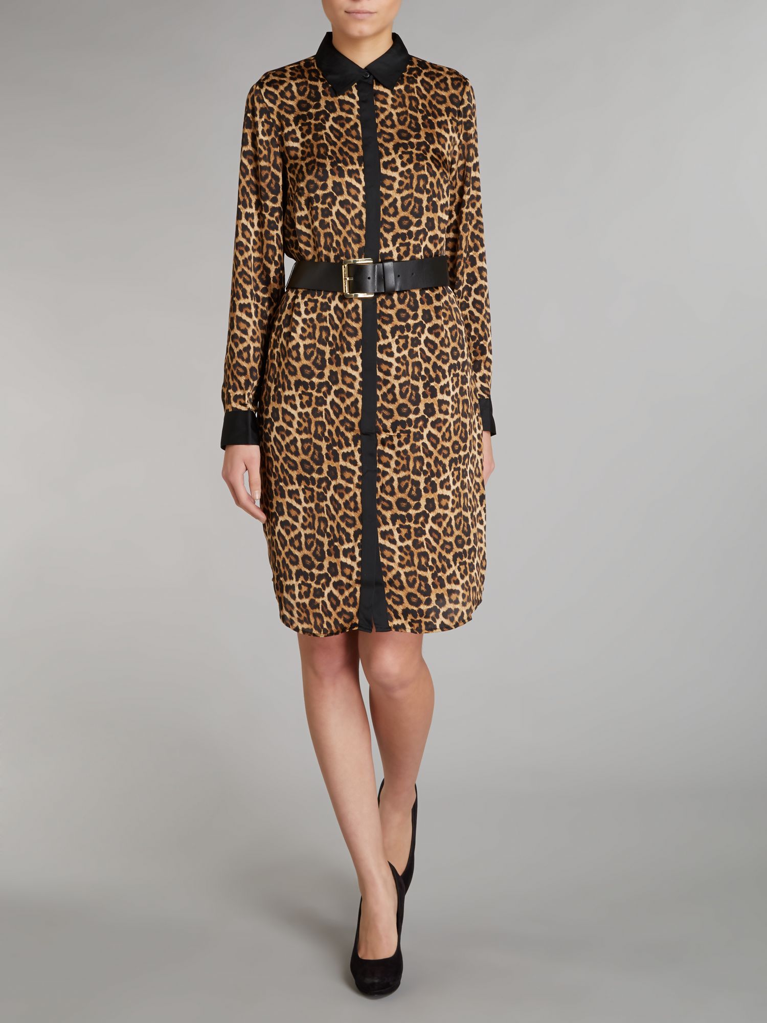 Michael kors Leopard Print Shirt Dress with Belt | Lyst