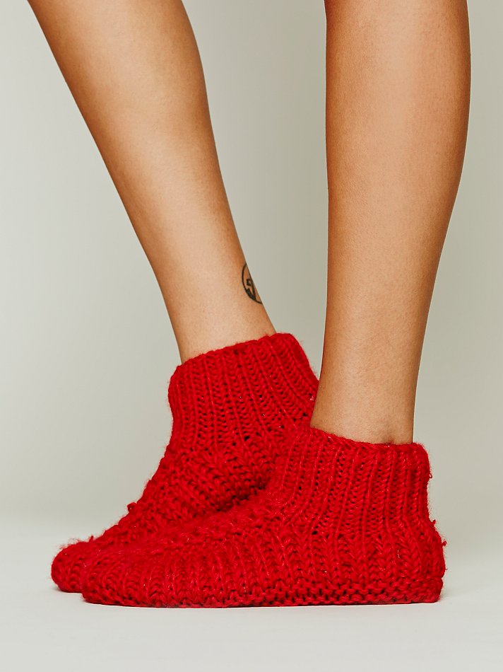 Lyst Free People Chunky Cable Slipper Sock in Red