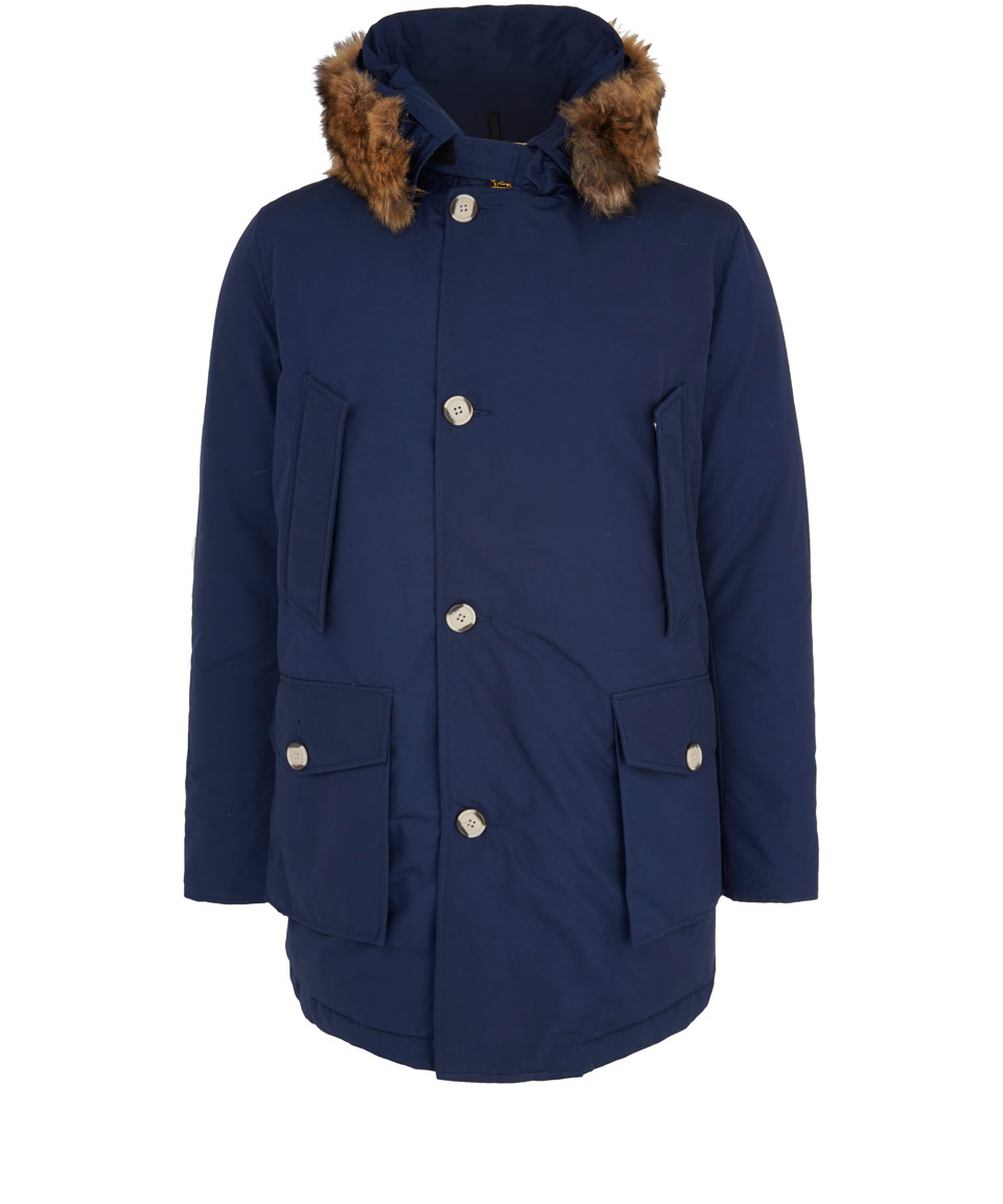 Woolrich Blue Arctic Faux Fur Trim Parka Jacket in Blue for Men | Lyst