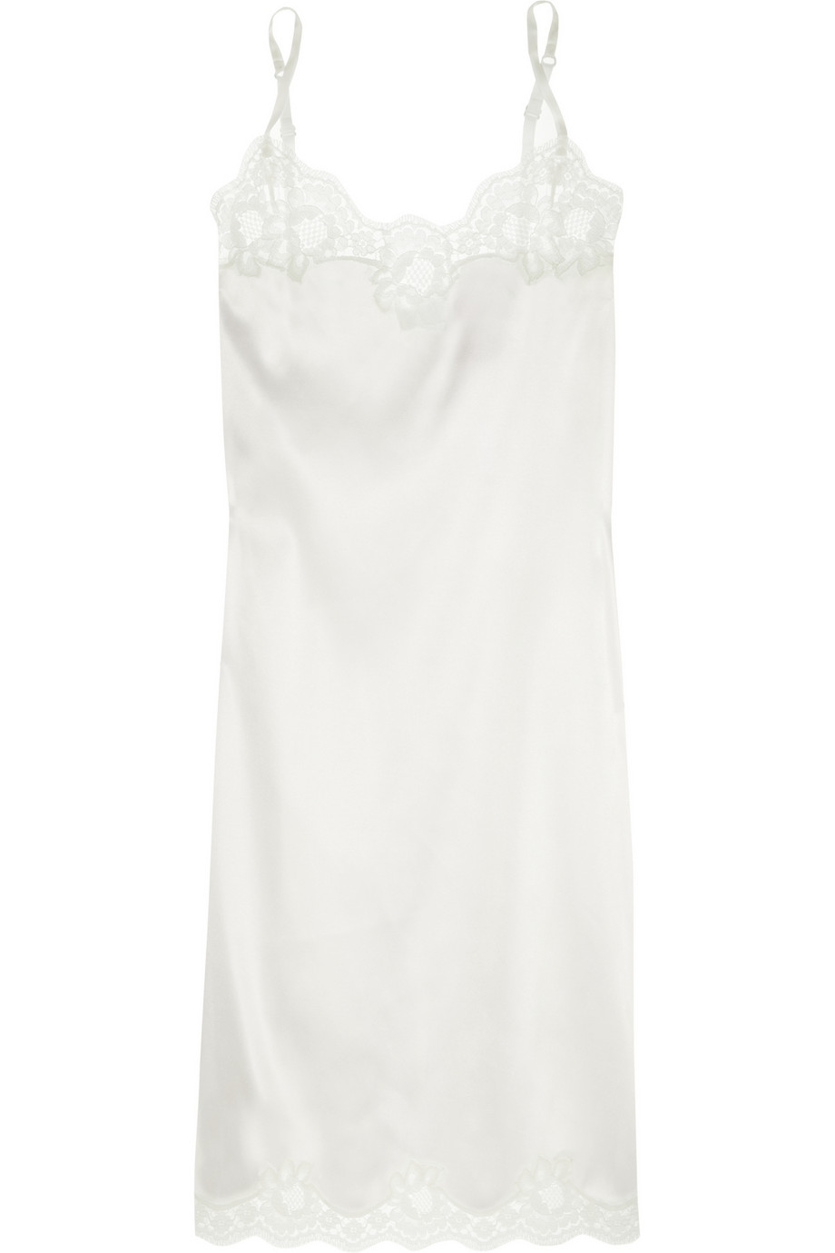 Dolce & Gabbana Lace trimmed Stretch silk Satin Chemise in White - Lyst