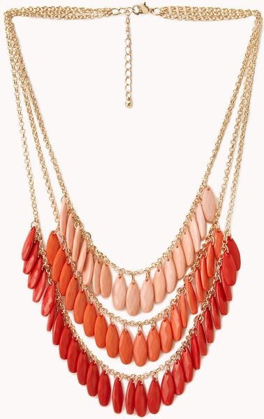 Forever 21 Festive Layered Ombré Necklace in Red (CORAL/GOLD) | Lyst