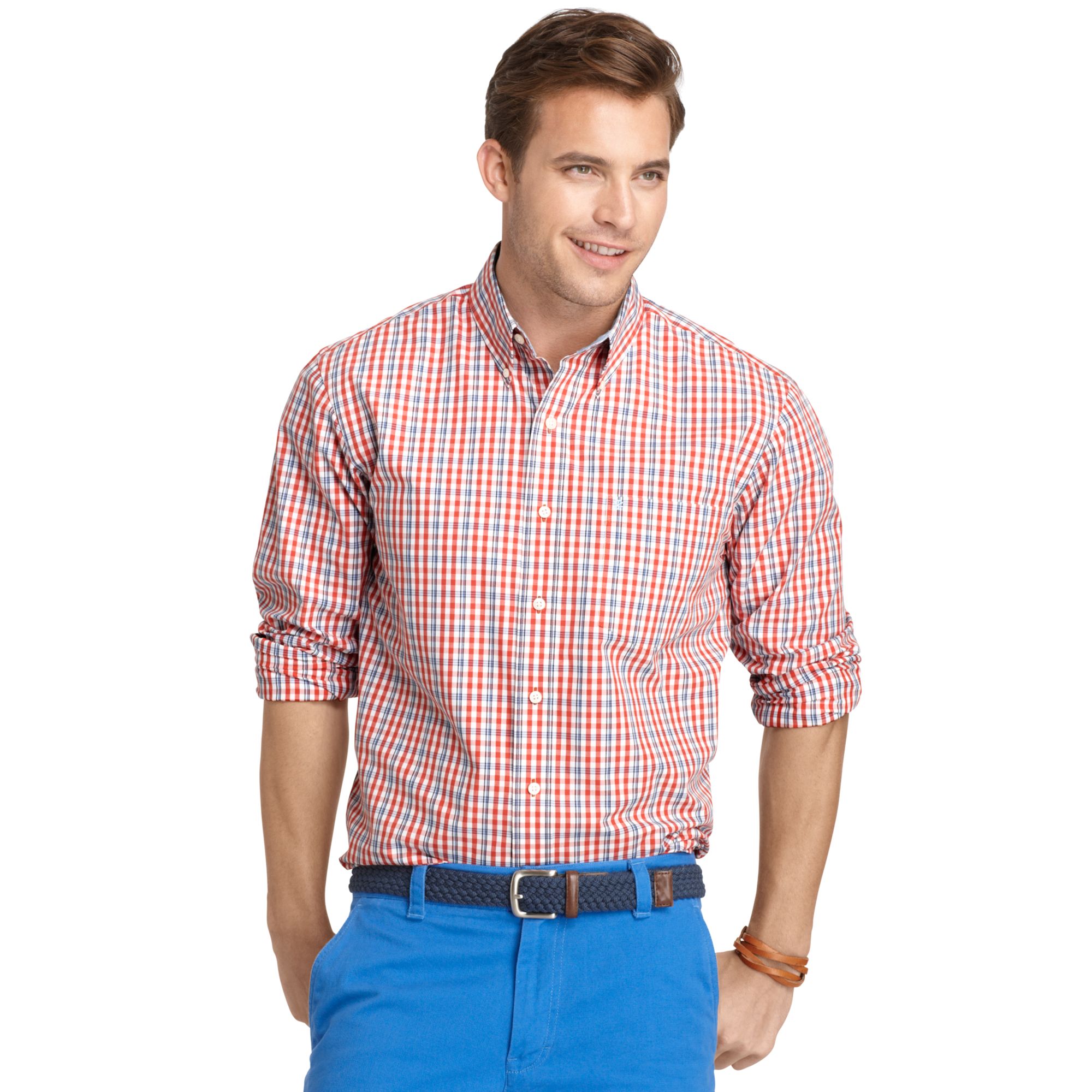 Izod Big and Tall Shirt Long Sleeve Essential Plaid Shirt in Red for ...