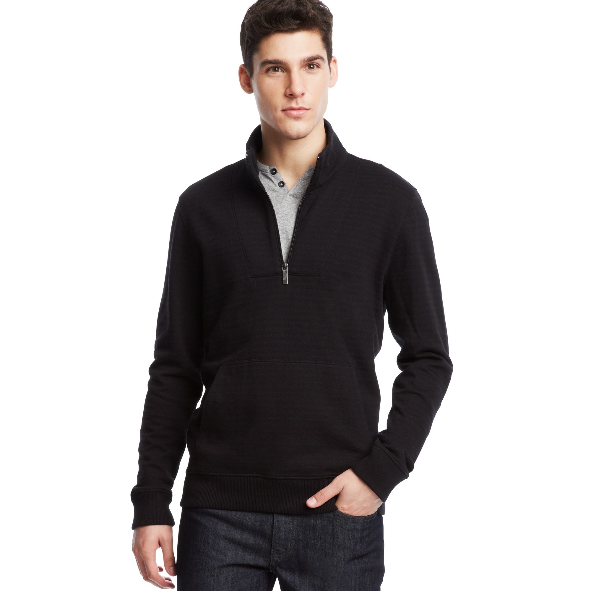 Lyst - Kenneth Cole Reaction Long Sleeve Shawl Half Zipper Pullover ...