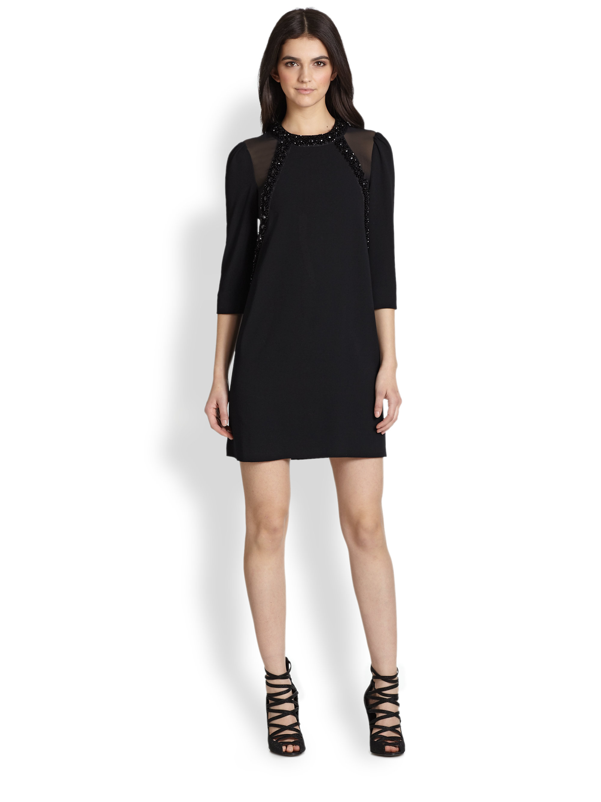 Lyst Marc By Jacobs Kisa Embellished Silk Dress In Black Gallery
