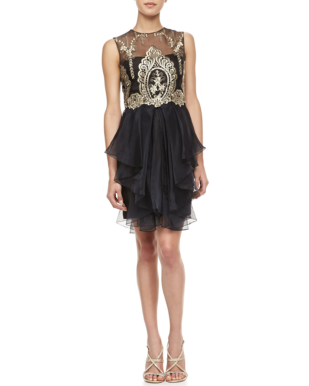 black embroidered cocktail dress