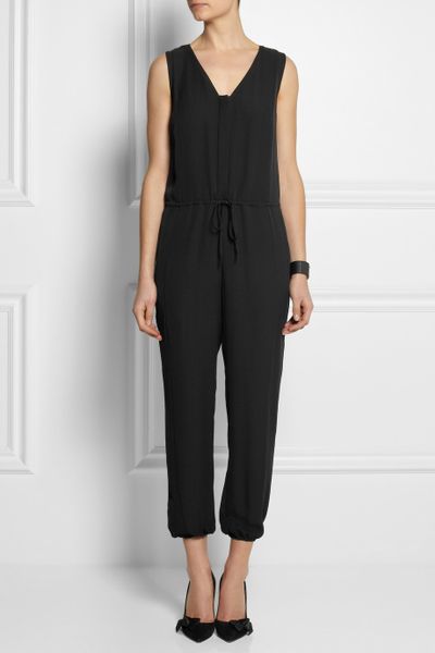 Theory Silk-Crepe Jumpsuit in Black | Lyst