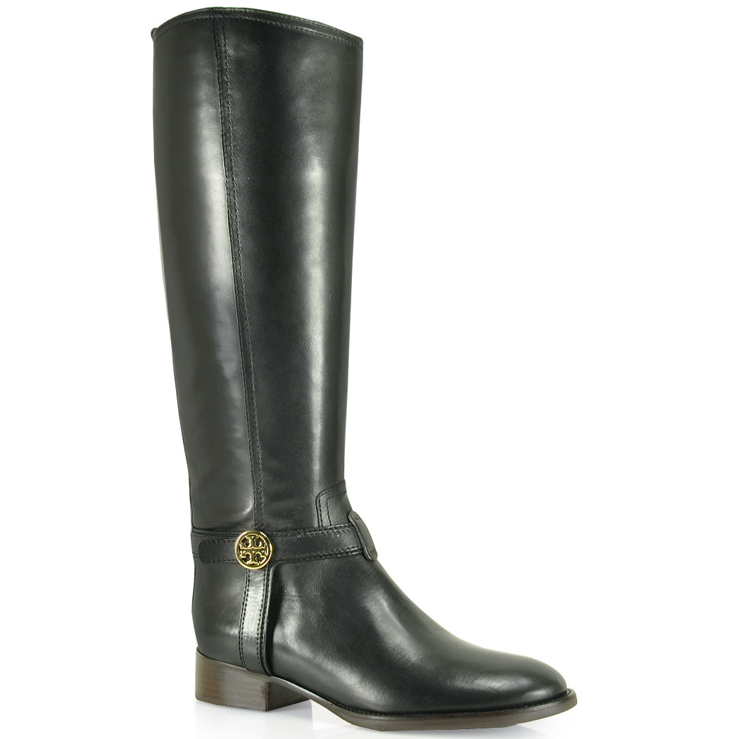 Tory Burch Bristol Leather Riding Boot in Black | Lyst