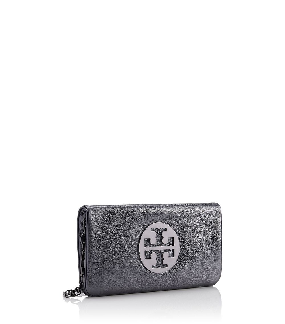 silver tory burch clutch