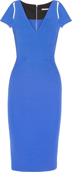 Victoria Beckham Silk and Woolblend Dress in Blue | Lyst
