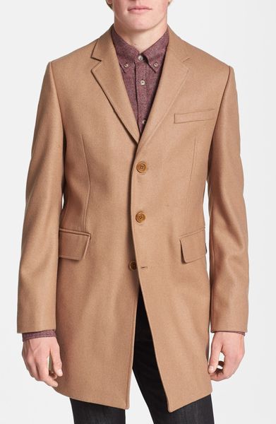 Ben Sherman Melton Wool Blend Crombie Coat in Beige for Men (Desert ...