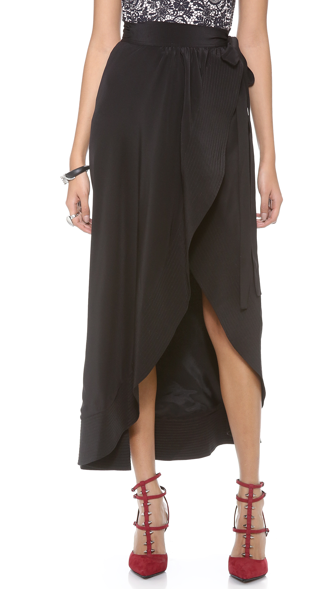 Cynthia Rowley Black Long Wrap Skirt Product 1 15425321 616398817 