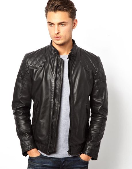 Diesel Leather Jacket Laleta Biker in Black for Men | Lyst