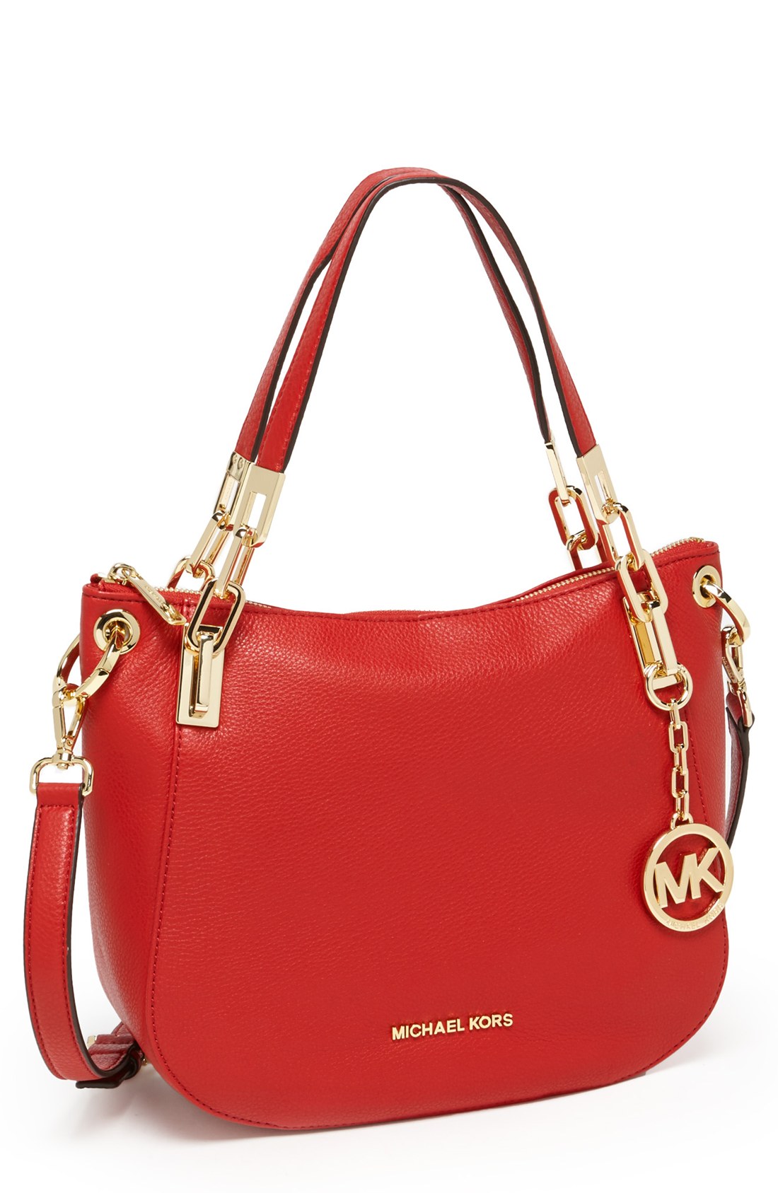 Michael Michael Kors Brooke Medium Leather Shoulder Bag in Red | Lyst