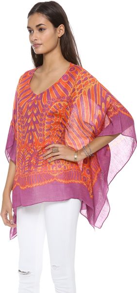 Theodora & Callum Tonga Scarf Cover Up Top in Orange (Pink Multi) | Lyst