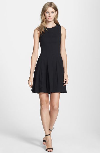 Theory Tilifi Linen Blend Fit Flare Dress in Black | Lyst