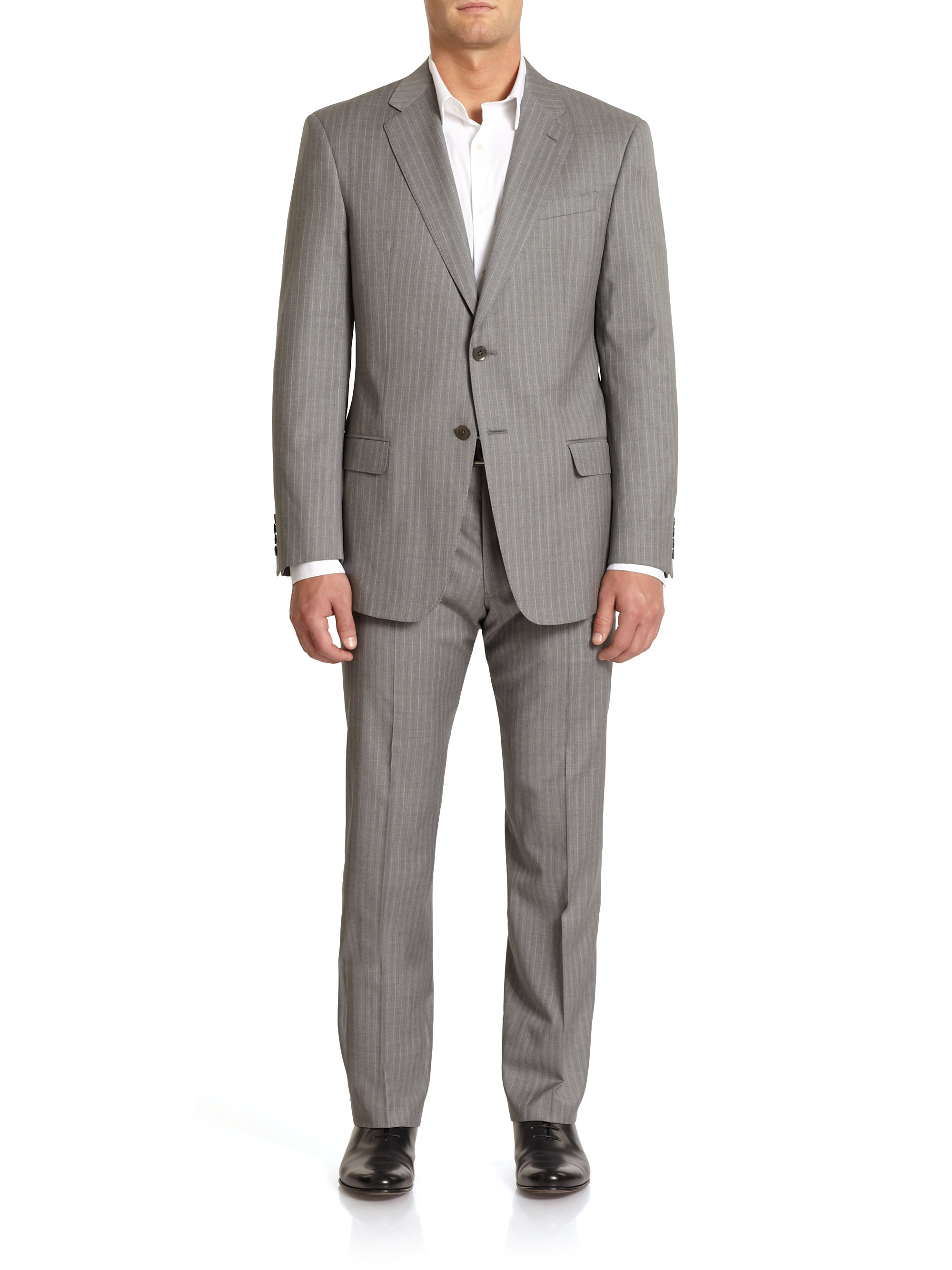 Armani Executive Wool Silk Pinstriped Suit in Gray for Men | Lyst