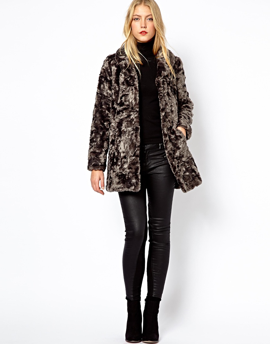 Oasis Fur Cape Coat In Black Lyst Gallery