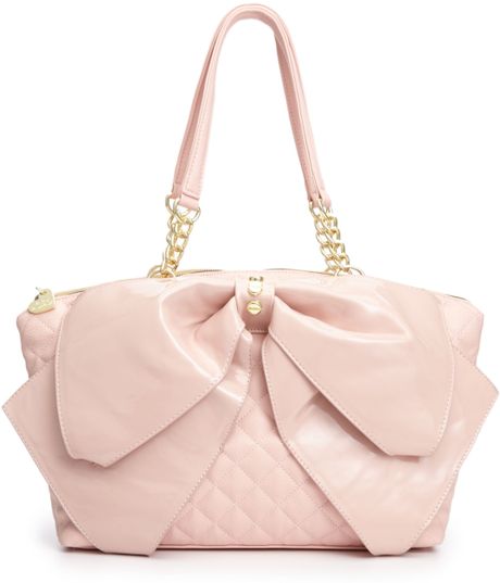 Betsey Johnson Bow Satchel in Pink (Pink Quilted) | Lyst