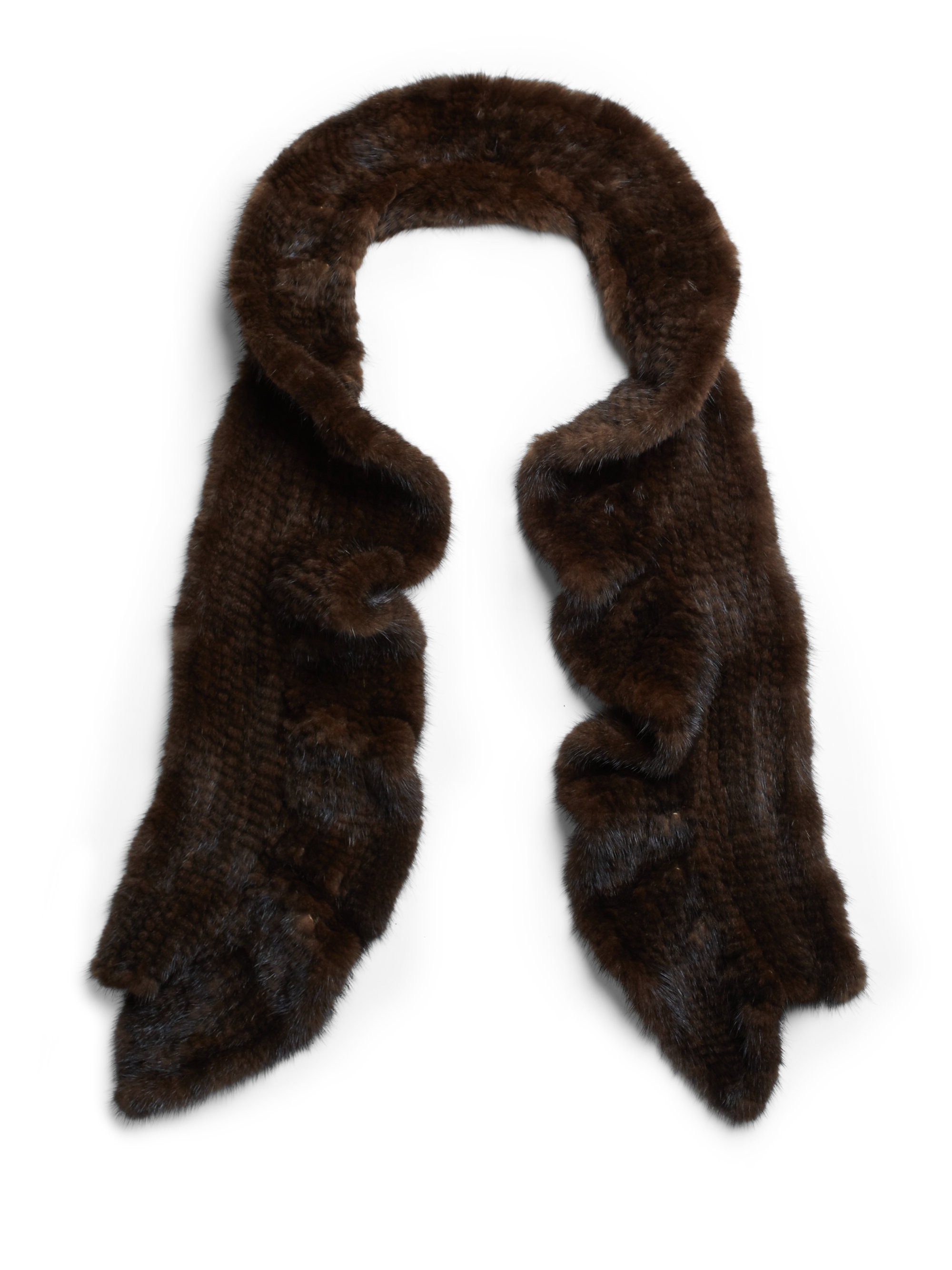Lyst - Saks fifth avenue black Mink Fur Knit Scarf in Brown