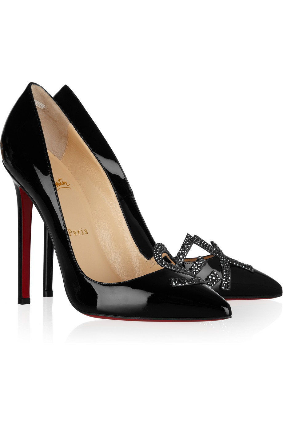 christian louboutin pigalle 120 crystal embellished suede pumps