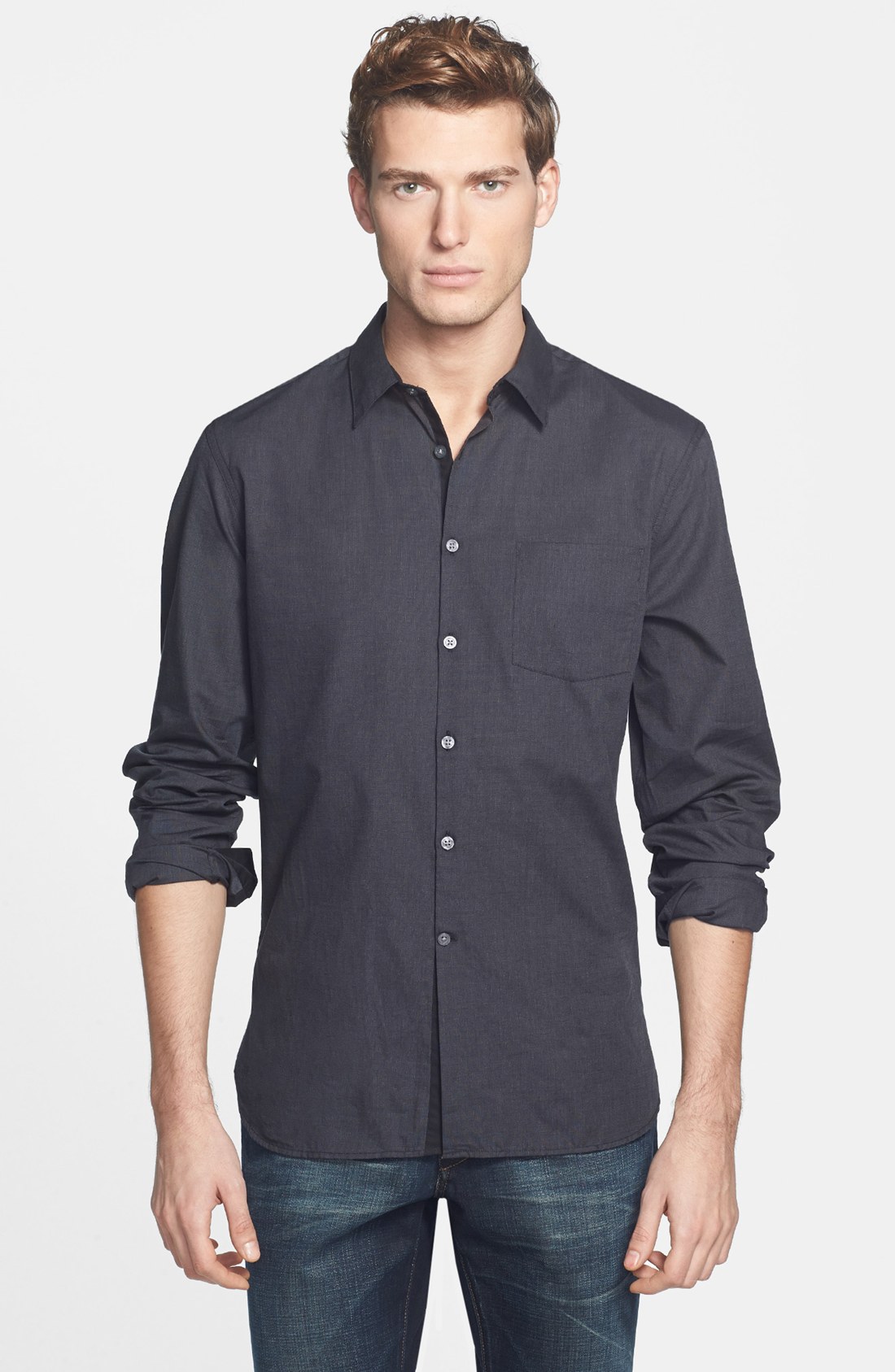 John Varvatos Slim Fit Sport Shirt in Gray for Men (Carbon) | Lyst