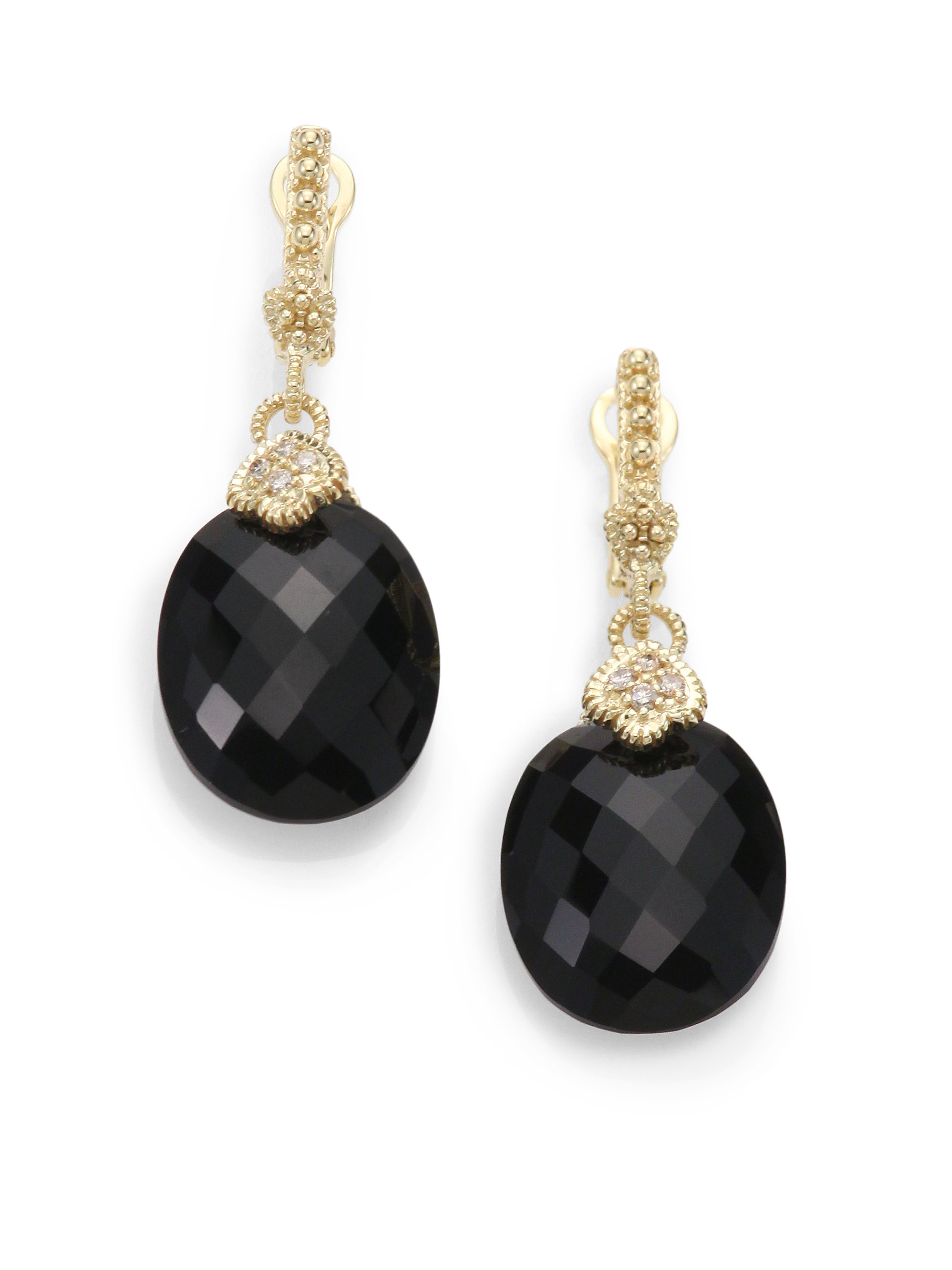 Lyst Judith Ripka Black Onyx Diamond 14k Yellow Gold Drop Earrings Gallery