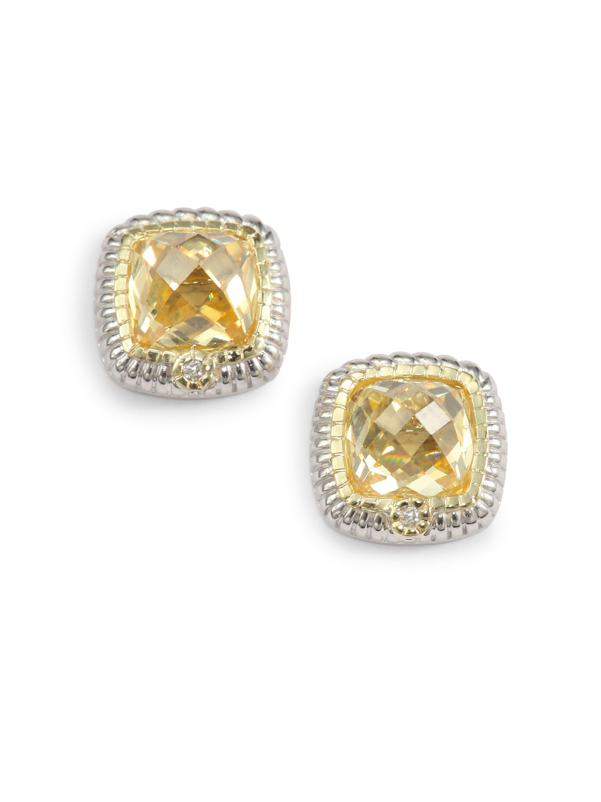 Lyst Judith Ripka Canary Crystal Diamond Sterling Silver Stud Gallery