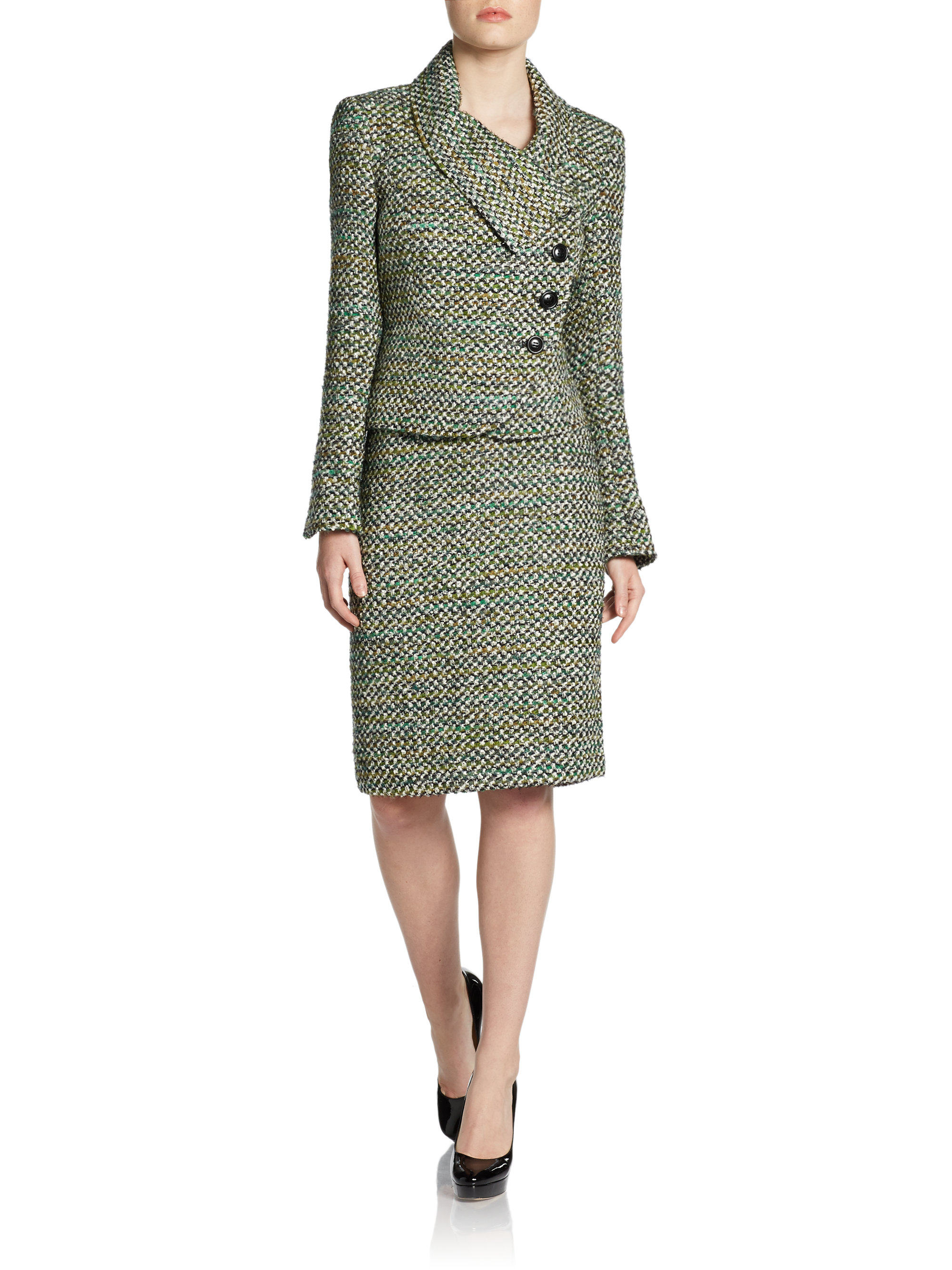 Lafayette 148 new york Asymmetrical Tweed Jacket in Gray | Lyst