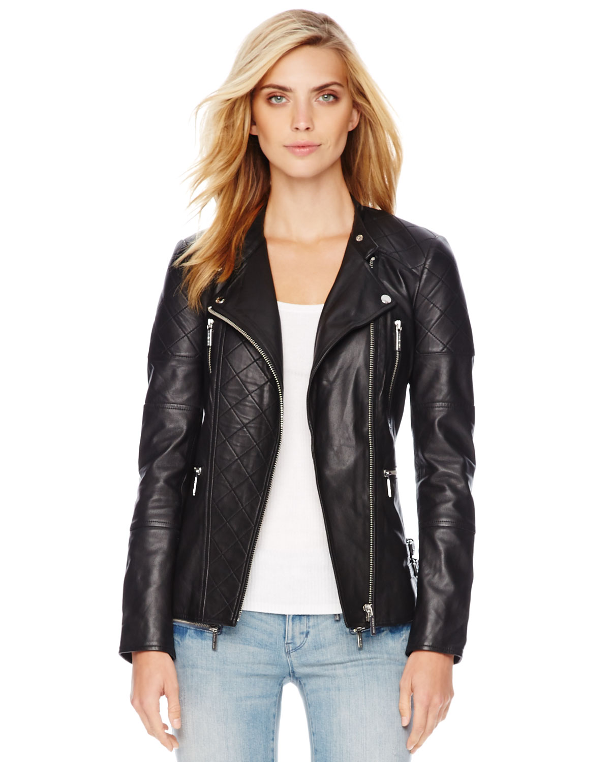 Michael Kors Quilted Leather Jacket In Black Lyst Gallery