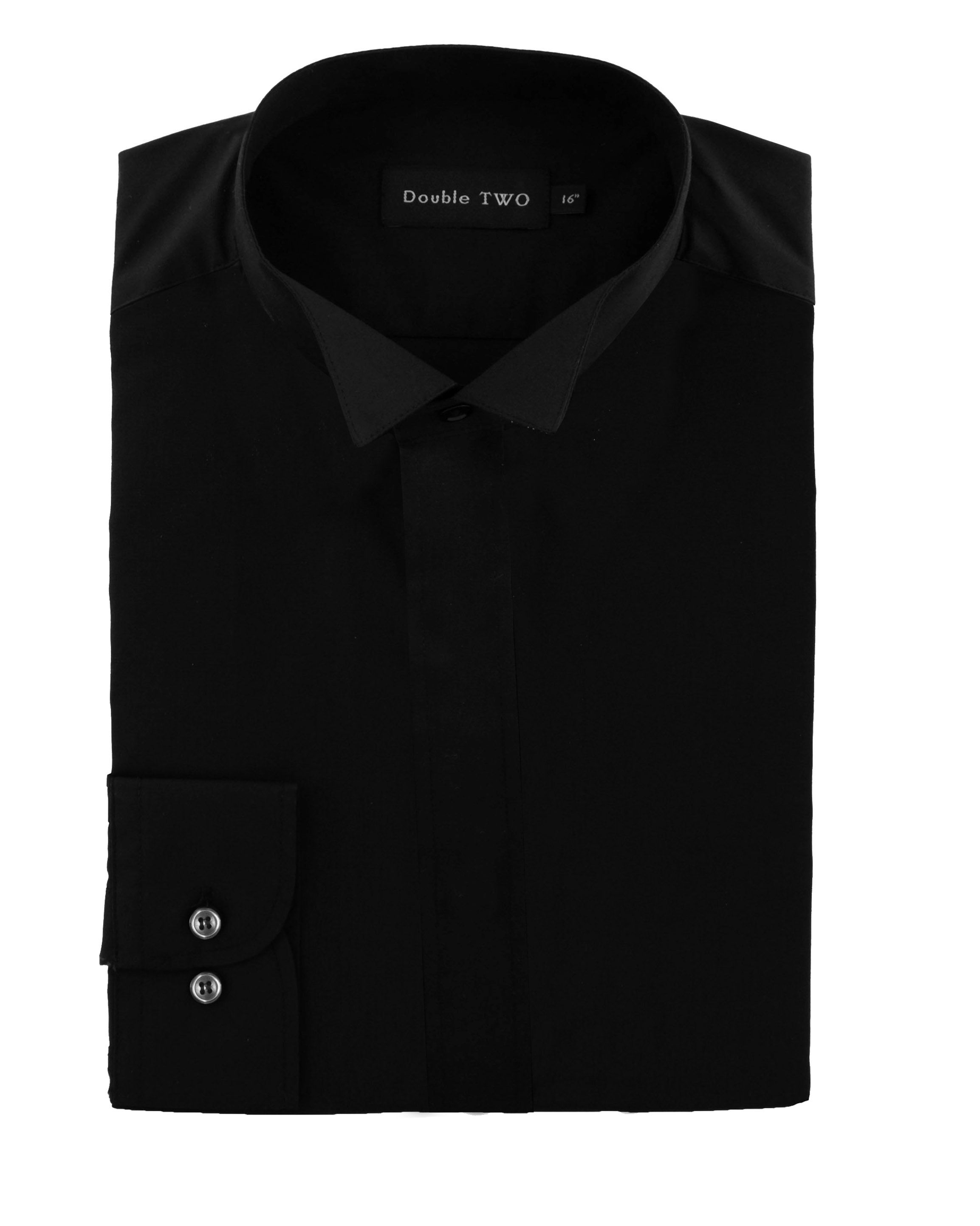 Double two Wing Collar Plain Dress Shirt in Black for Men | Lyst