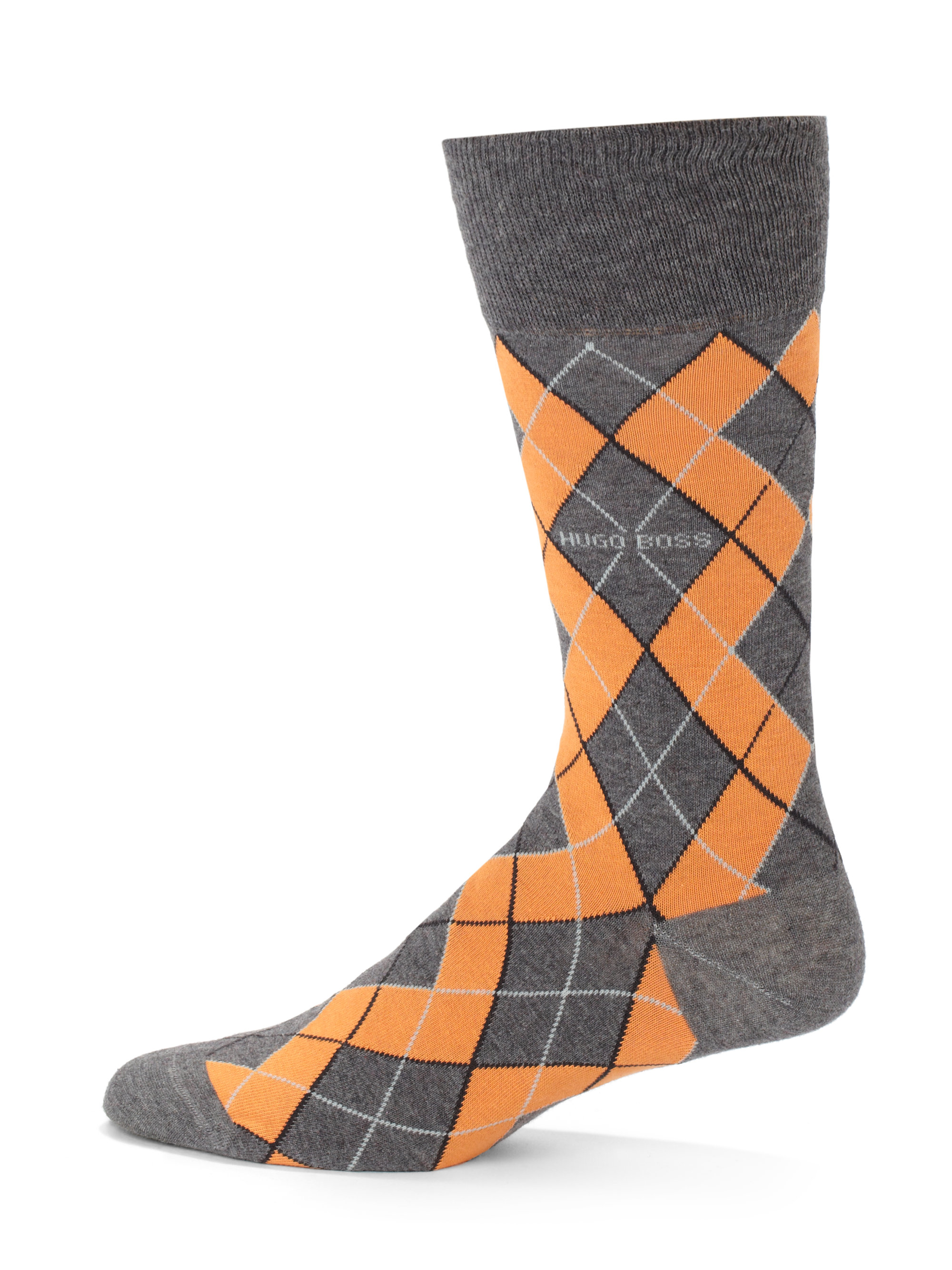 Boss By Hugo Boss Large Argyle Dress Socks in Orange for Men (GREY) | Lyst