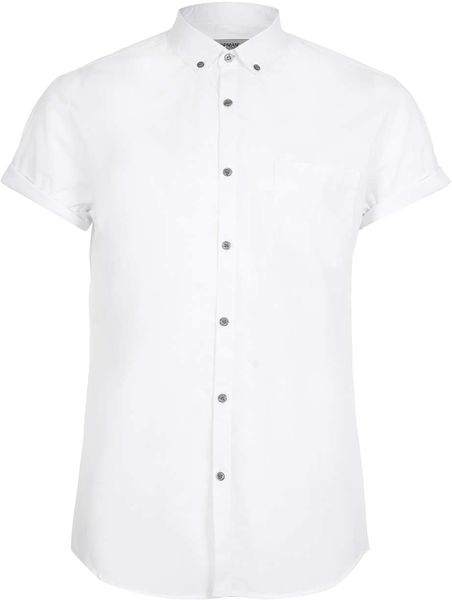 Topman White Button Down Short Sleeve Smart Shirt in White for Men | Lyst