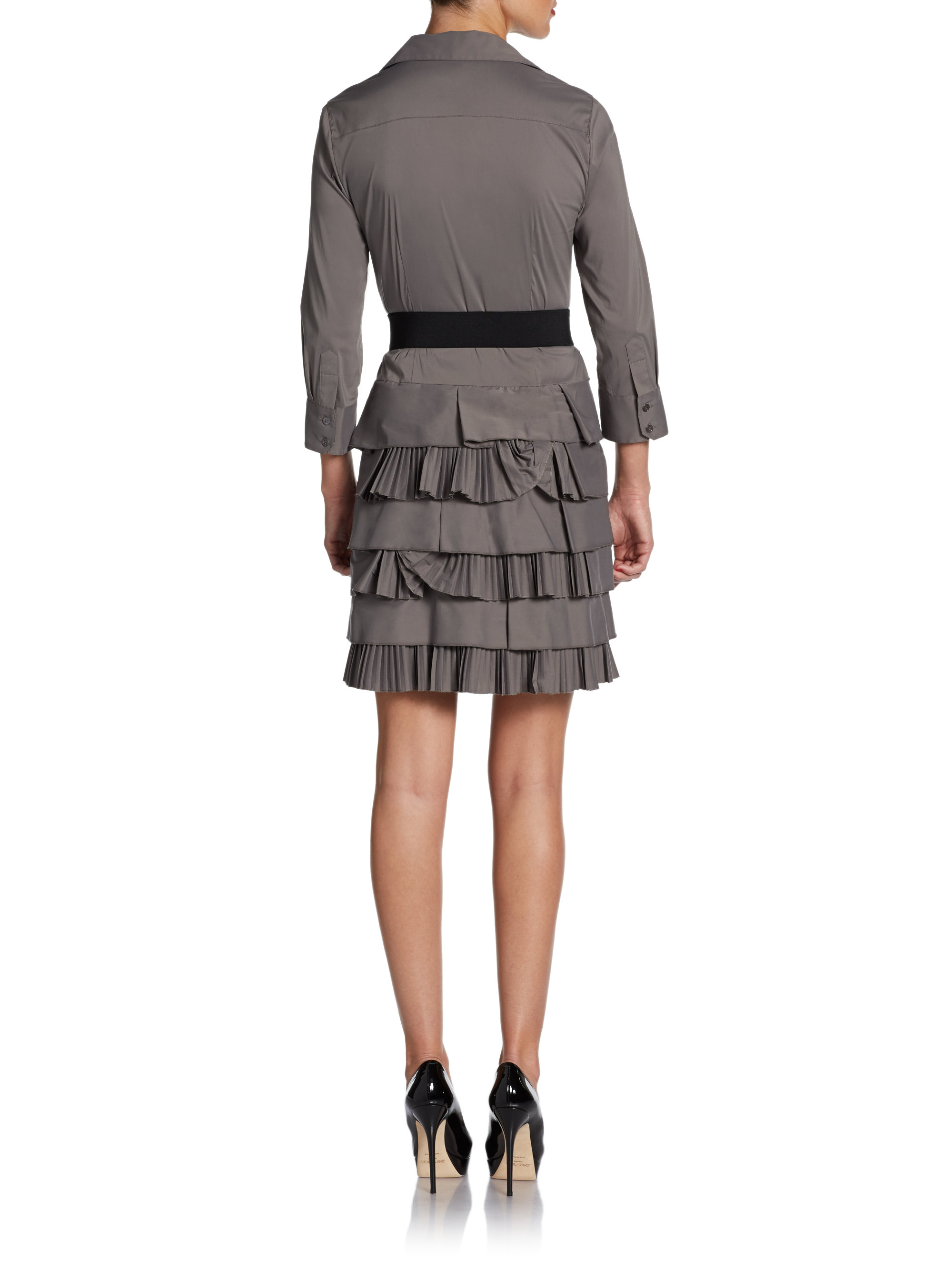 Lyst Bcbgmaxazria Tiered Shirt Dress in Gray