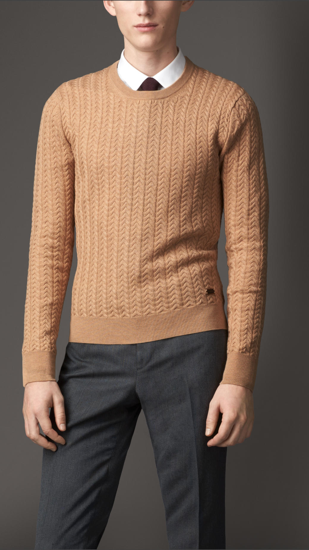 Lyst - Burberry Cashmere Wool Aran Knit Sweater in Natural for Men