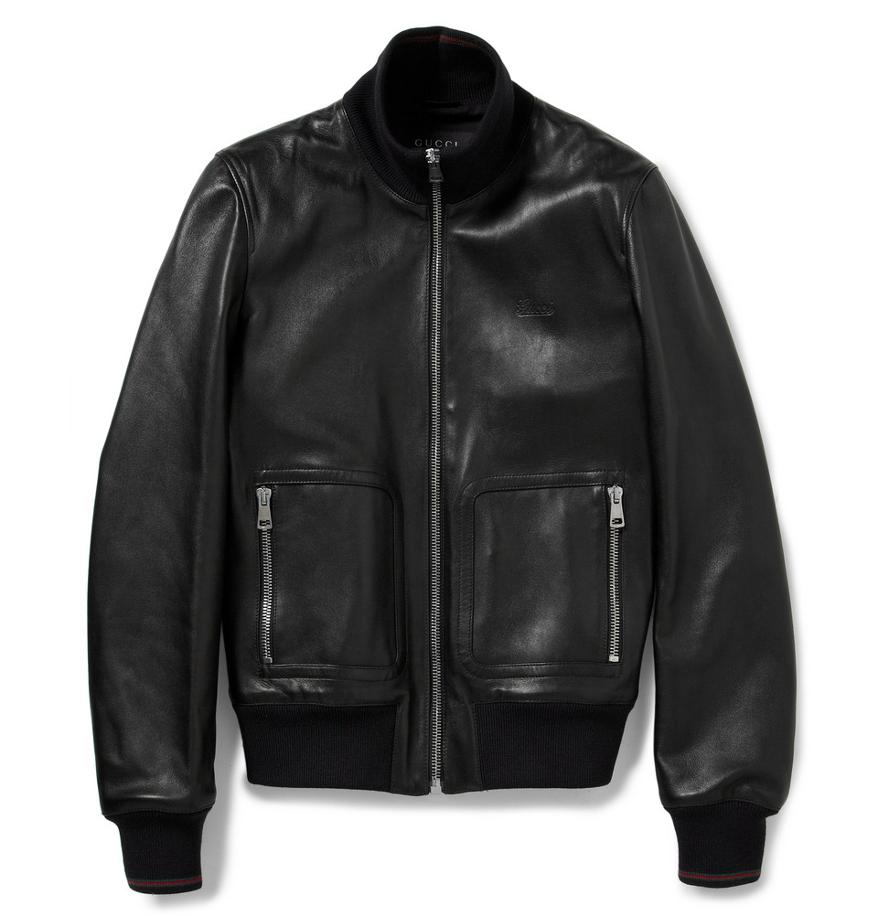Lyst Gucci Nappa Leather And Web Trimmed Er Jacket In Black Gallery