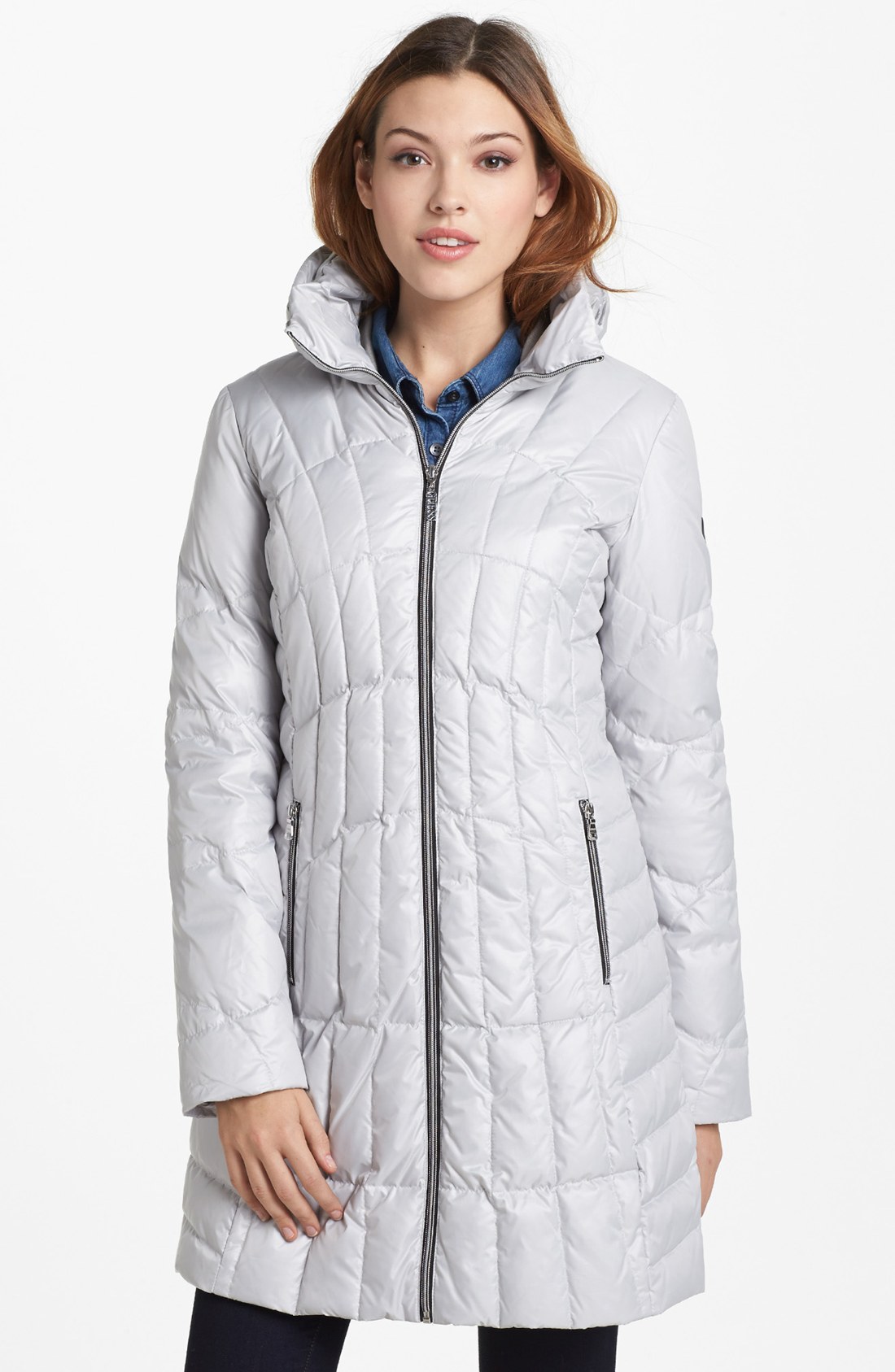 Guess Quilted Scuba Coat in White (Pearl) | Lyst