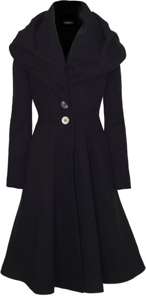 James Lakeland Long Flared Coat with Buttons in Black | Lyst