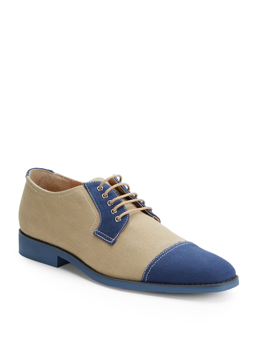 Jd Fisk Vergil Twotone Canvas Derby Shoes in Blue for Men (beige navy ...