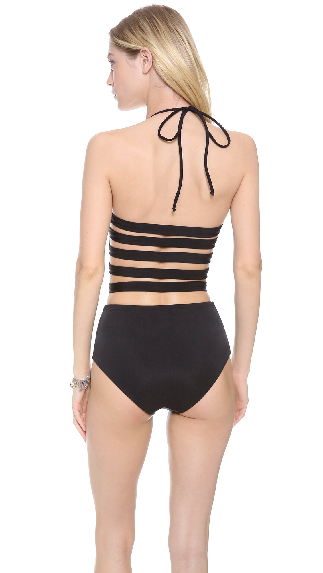 Lyst Mara Hoffman Strappy Bustier One Piece Swimsuit In Black 4634