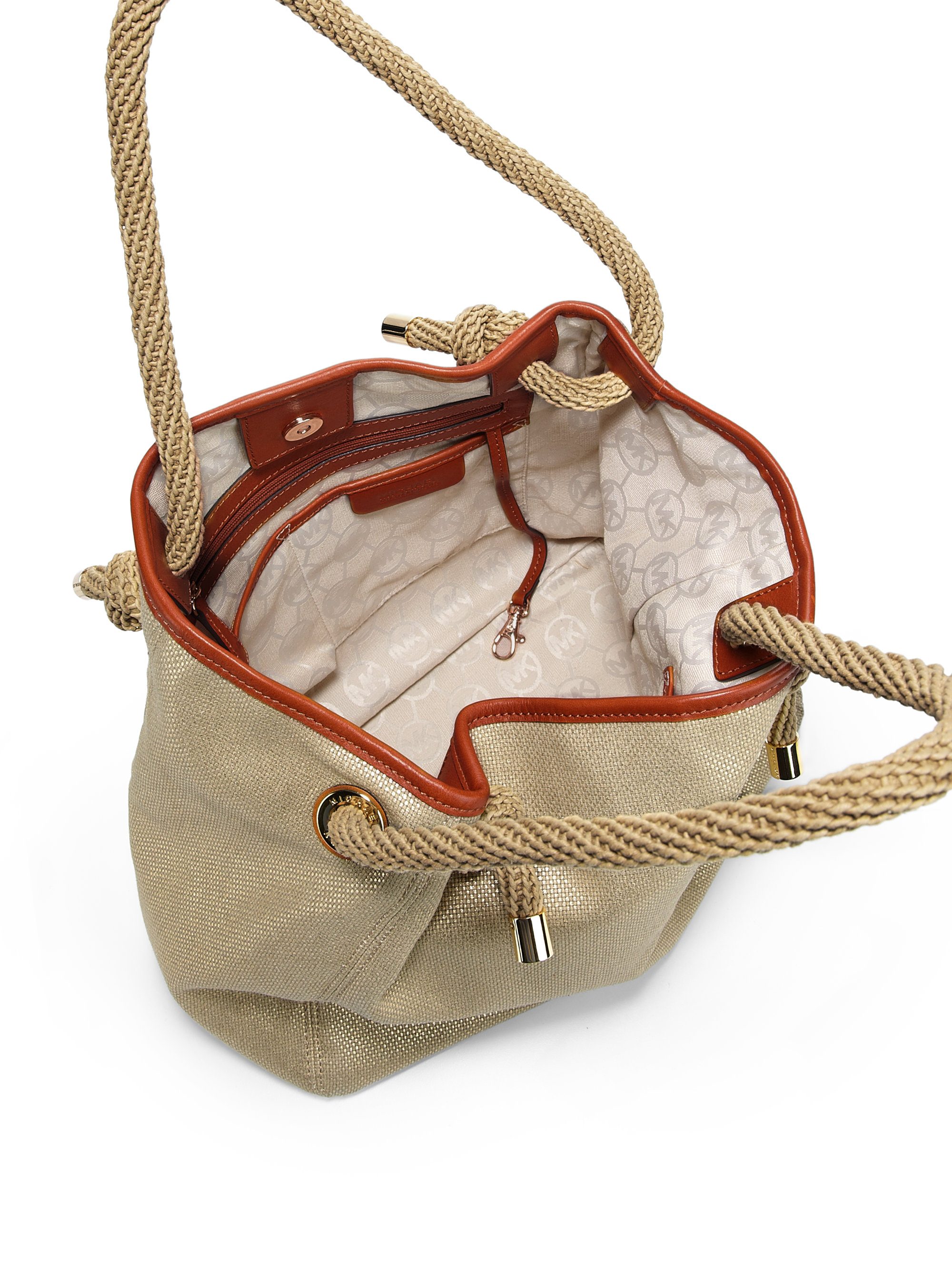 Lyst Michael Kors Marina Crab Canvas Tote Bag In Metallic Gallery