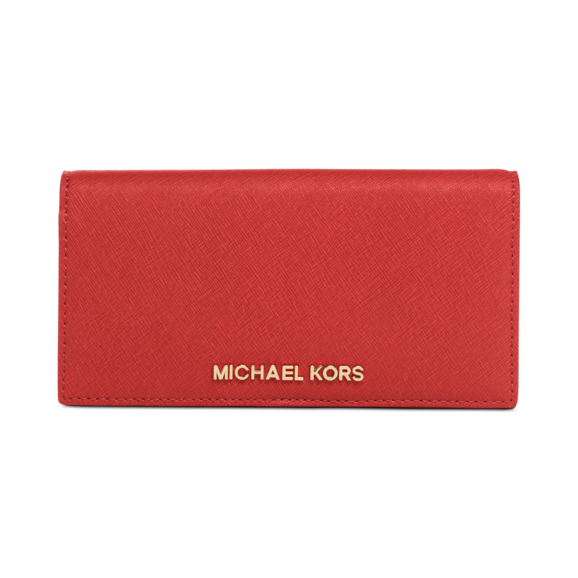 Lyst - Michael kors Michael Jet Set Travel Large Slim Wallet in Red