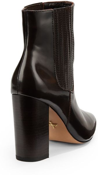 Pour La Victoire Lizette Patent Leather Point-Toe Ankle Boots in Brown ...