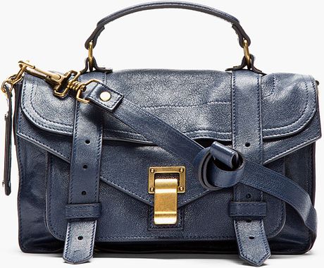Proenza Schouler Midnight Blue Ps1 Tiny Lux Leather Satchel Bag in Blue ...